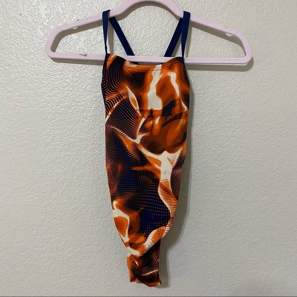 Speedo Endurance+ Navy Orange Swim Suit